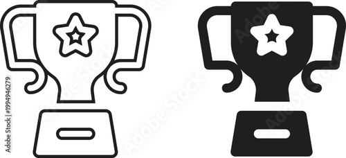 Two black and white trophy icons a visual representation of achievement and success