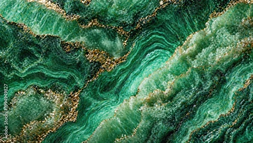 Luxury Green Marble Texture with Gold Veins Abstract Background