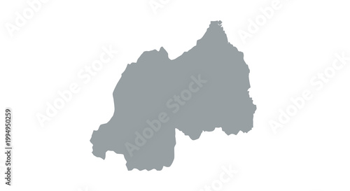 A grayscale silhouette depicts the geographical outline of the republic of rwanda africa high quality professional detailed modern