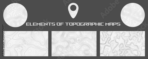 topographic map. Gray outlines on a light background. Contour abstract background. Vector illustration.
