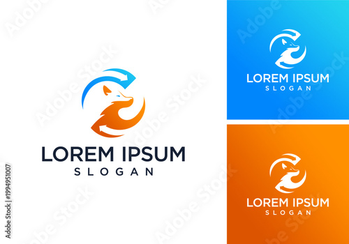 vector logo design of a fox icon with a circular arrow