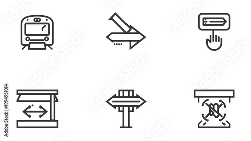 Navigating Directions: A Set of Simple Icon Designs Indicating Directions for Various Modes of Transportation.