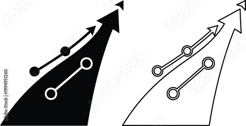 Growth Progress Arrows with Charts Vector