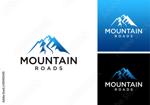 mountain road icon logo design vector