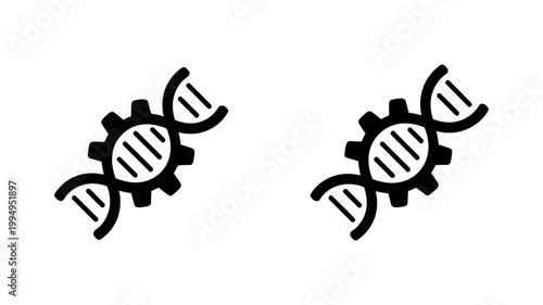 Dna helix with gear icon symbolizing genetic engineering and science genetics engineering biotechnology
