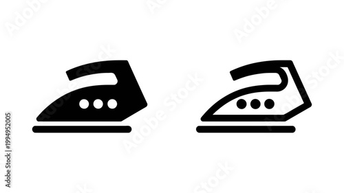 Iron icon for steam ironing clothes with clothing household appliance domestic equipment silhouette