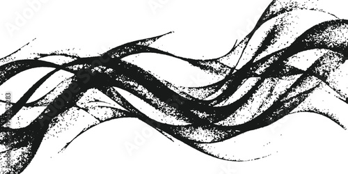 Black grunge wave background: abstract textured brush swirl lines artistic rough paint splatter dynamic motion design