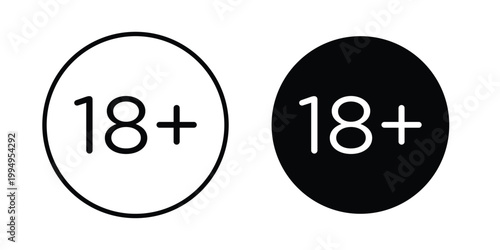 18 Plus icon. glyph style icon. Stroke icons