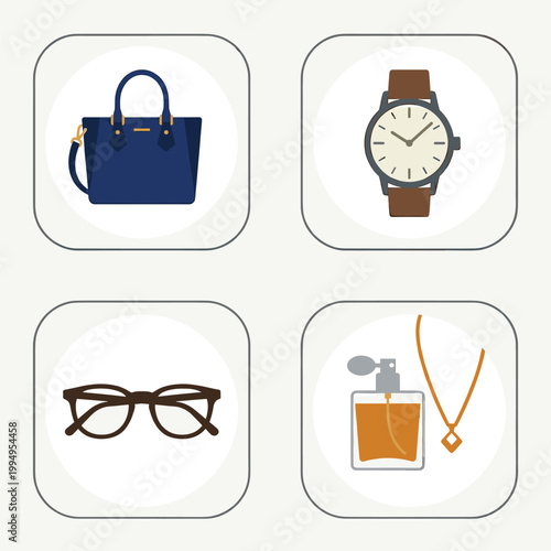 Four Fashion Icons With Handbag With Watch