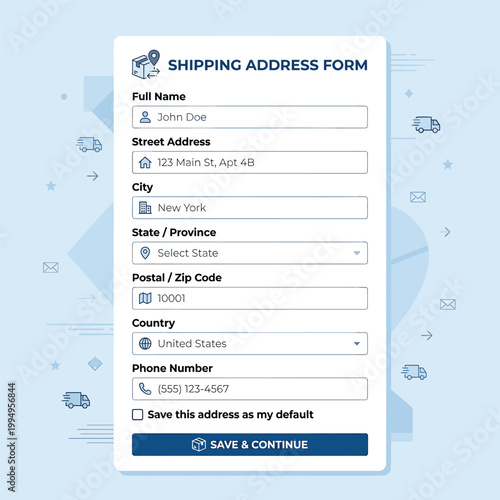 Shipping Address Form With Name Input With Address Input