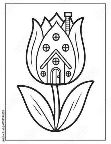 Blooming Fairy Homes coloring pages 