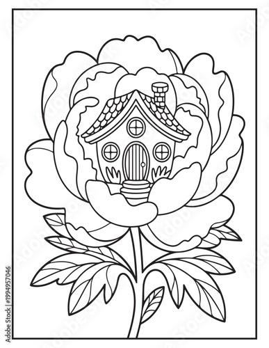 Blooming Fairy Homes coloring pages 