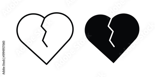 Broken heart icon. glyph style icon. Stroke icons
