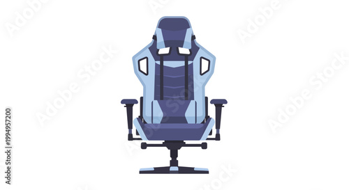 Ergonomic blue office chair with adjustable armrests and headrest