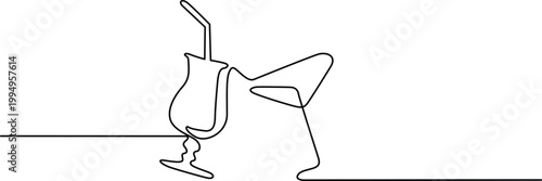 Two cocktail glasses clinking together cheerfully Vector