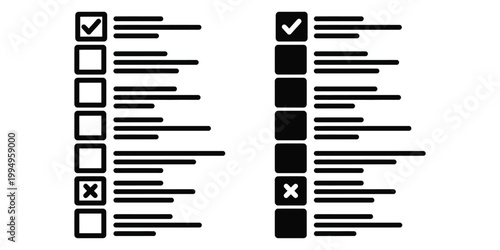 Comparative Analysis of Checklist Completion Status Between Two Different Visual Representations Vector Checkmark Icons