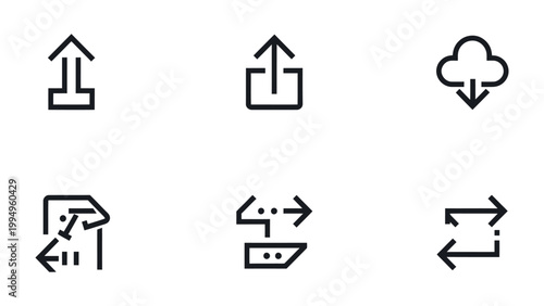 Iconic Data Exchange: A collection of meticulously designed icons representing data exchange. Simple and versatile visuals.