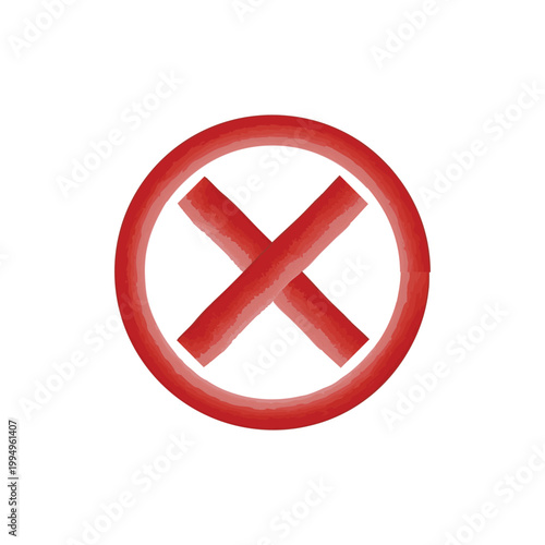 Red cross mark symbol in a circle with negative illustration attention forbidden prohibit opposition communication