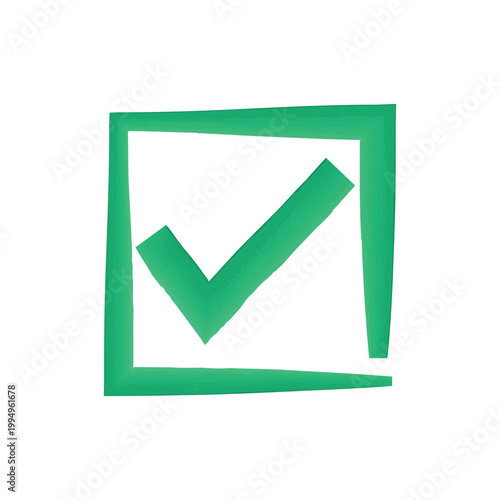 Free Download Green check mark in square frame with checkmark isolated validation confirmation agreement completion finished - GFXLoad