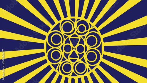 Abstract Sunburst with Circular Geometric Pattern Design Vector Graphic