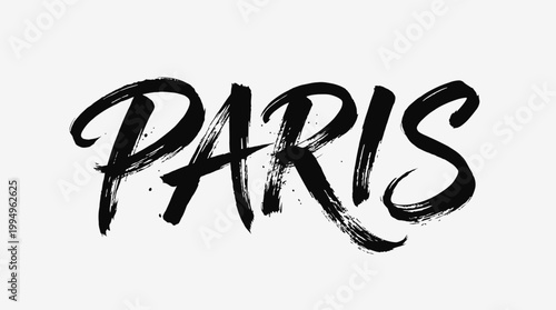 Paris Brushstroke Lettering Vector Artwork Featuring Bold Black Hand‑Drawn Typography on White Background for Creative Design, Artistic Projects, Branding, and Decorative Graphic Applications