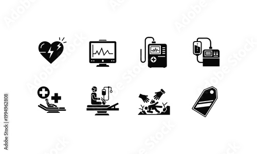 Medical icons set for health and first aid