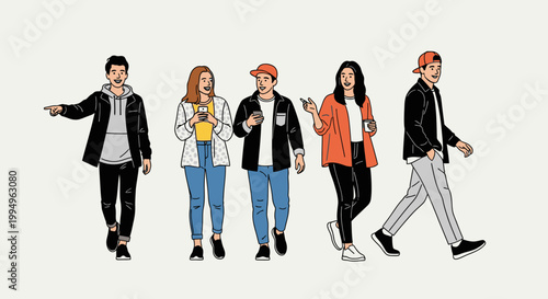 A group of young adults walking together.