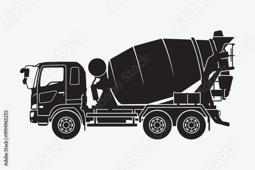 Concrete mixer truck silhouette vector illustration isolated on white background