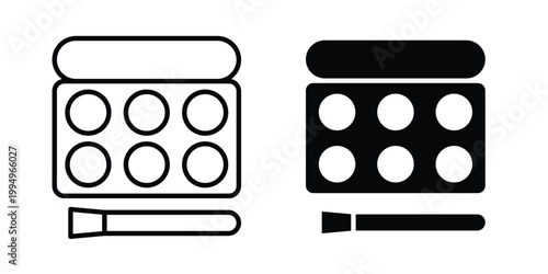 Makeup palette icon. glyph style icon. Stroke icons