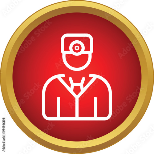 Doctor icon within a vibrant red circle button presenting healthcare professional