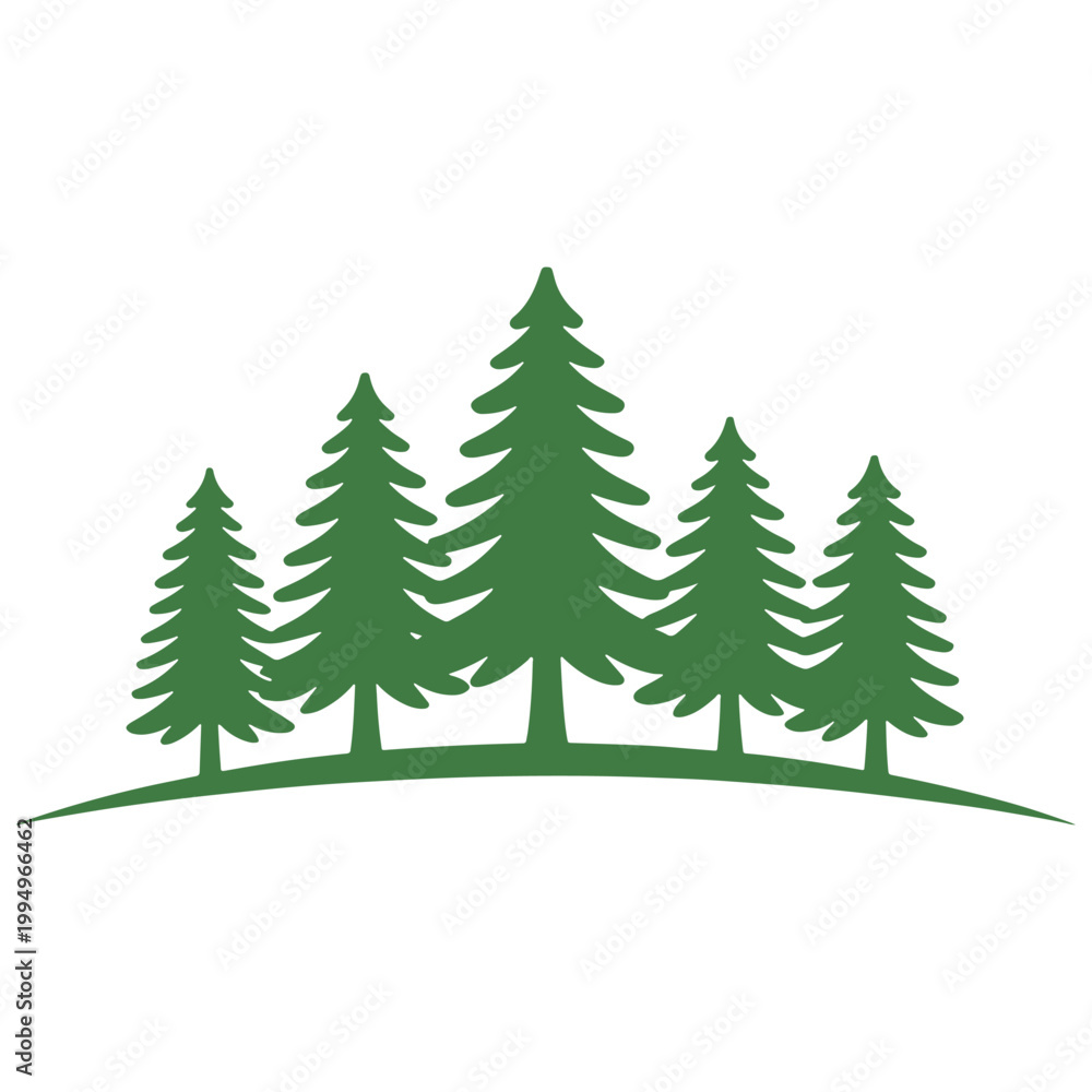 Obraz premium Group of green pine trees illustration