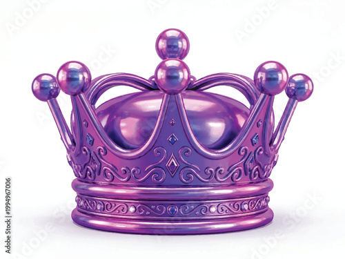 Purple crown with ornate design and gemstones on white background  royal jewelry