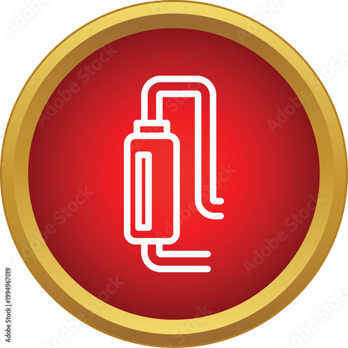 E cigarette or vape pen device represented as a linear icon on a red circle
