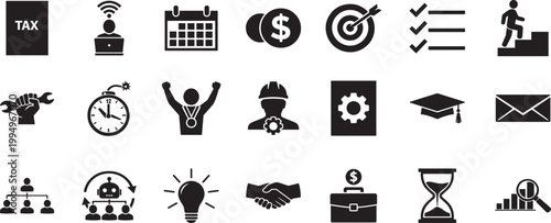 Work icon set for office income productivity business finance vector EPS illustration download file