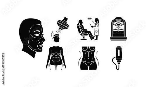 Medical beauty treatments illustration vector icons