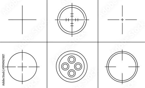 Quadro su tela Target Crosshair Icon Set with Aim Reticle Symbols Scope Marks and Precision Foc