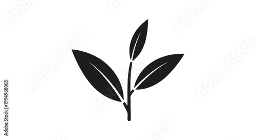 Vector illustration of tea leaves icon, simple style for tea packaging or organic product design on a transparent background