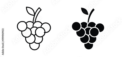 Grapes icon editable stroke outline vectors. EPS10
