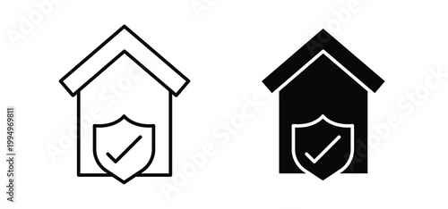 Home insurance icon editable stroke outline vectors. EPS10
