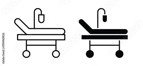Hospital bed icon editable stroke outline vectors. EPS10