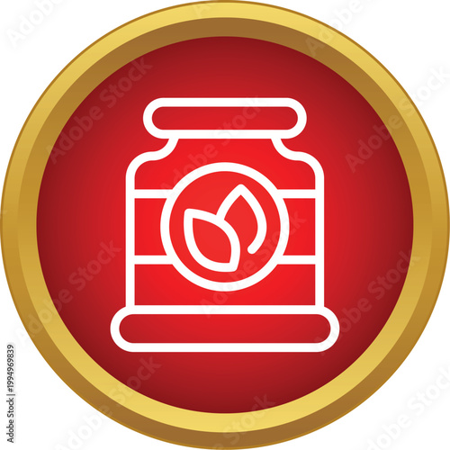 Jar product outline icon with leaves symbol representing organic ingredients or natural preserve
