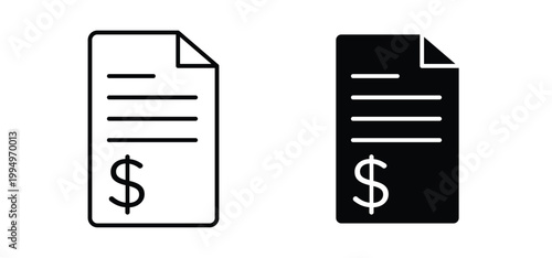 Invoice icon editable stroke outline vectors. EPS10