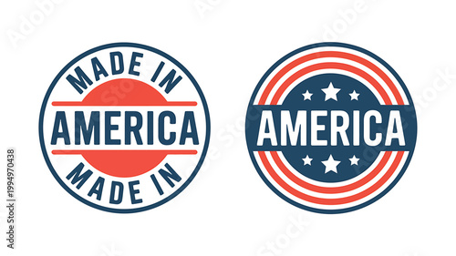 American patriotic made in USA stamps and labels for products  business icons
