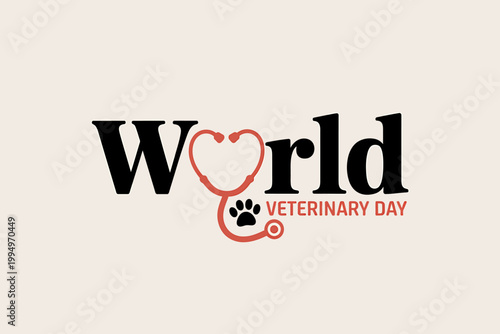 World Veterinary Day logo with stethoscope and paw print symbol
