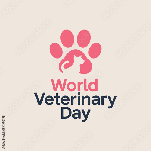 World Veterinary Day awareness campaign logo with paw and animal silhouette