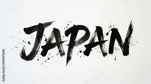 "Vector Japan brushstroke lettering design, bold black calligraphy typography art, expressive ink splatter style text, modern cultural artwork for branding, decoration, education, and marketplace opti