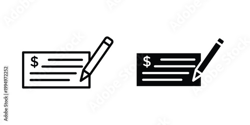 Signing cheque icon. glyph style icon. Stroke icons