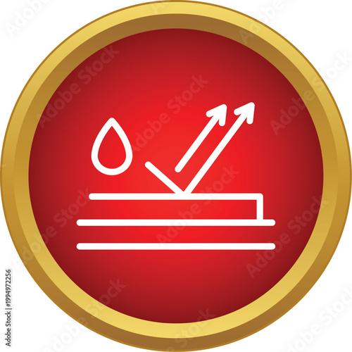 Water repellent icon showing droplet repelling off a surface in a red circle
