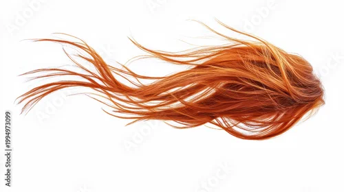 Obraz Flowing red hair extension with highlighted strands is isolated on a white background evoking beauty, movement, and vibrant color creating a dynamic impression.