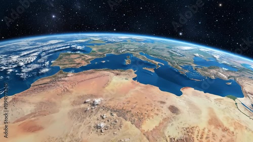 Earth Seen from Space Showing Mediterranean and North Africa